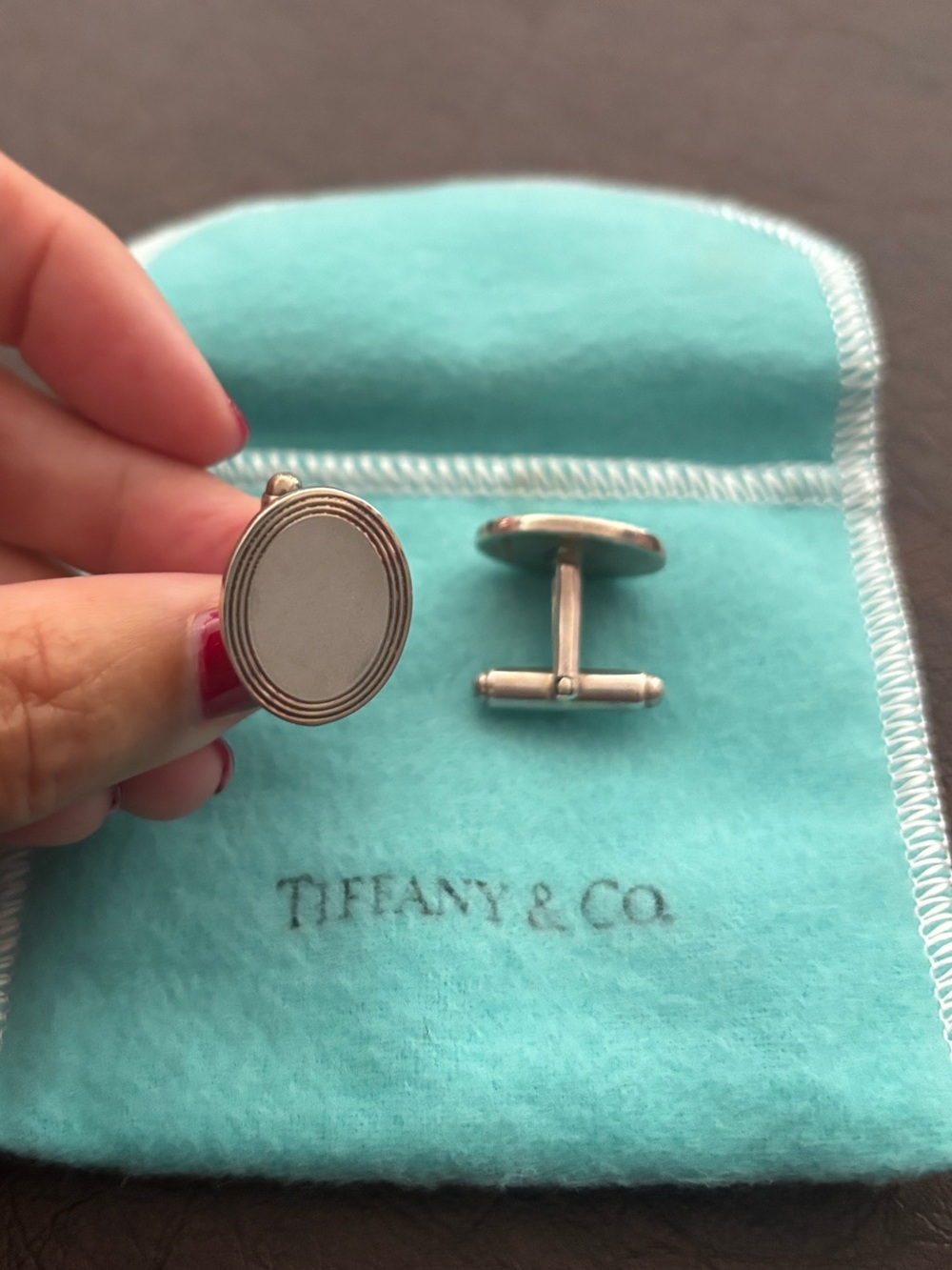 🌹Tiffany & Co. Sterling Silver Oval Cufflinks - Silver